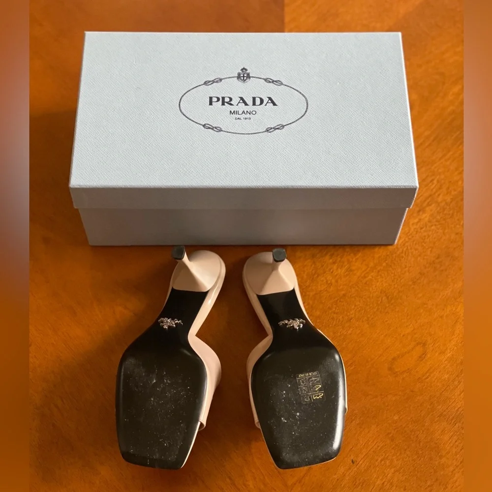 Authentic Prada Logo Leather Open-Toe Mules - Picture 5 of 6